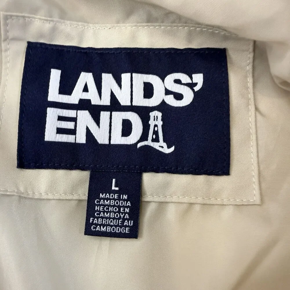 Lands' End Lightweight Hooded Quilted Jacket Tan Women's Size Large full Zip NEW